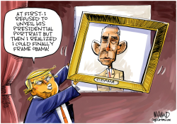 OBAMA PRESIDENTIAL PORTRAIT UNVEILED by Dave Whamond