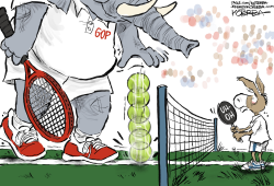 POLITICAL TENNIS, 2025 by Jeff Koterba