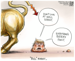 WALL STREET DROPPING UNDER TRUMP POLICIES by Adam Zyglis