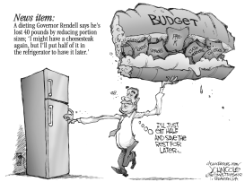 PA TOON - RENDELL BUDGET BW by John Cole