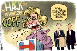HILLARY COUGHS  by Rick McKee