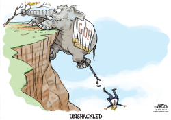 TRUMP UNSHACKLED FROM GOP- by R.J. Matson