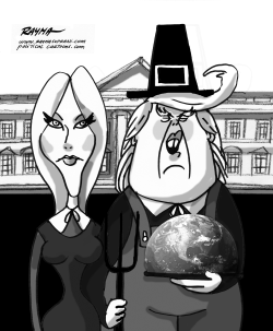TRUMP AND THANKSGIVING DAY BW by Rayma Suprani