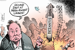 MUSK LAUNCHES DESANTIS ON TWITTER by Patrick Chappatte