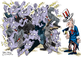 WAITING WHILE THE REPUBLICANS FIGHT -  by Daryl Cagle
