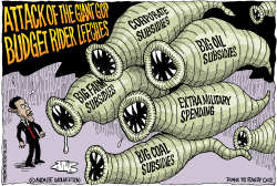 ATTACK OF THE GOP BUDGET RIDER LEECHES  by Monte Wolverton