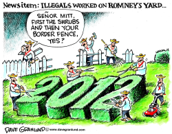 ROMNEY YARD AND ILLEGALS by Dave Granlund